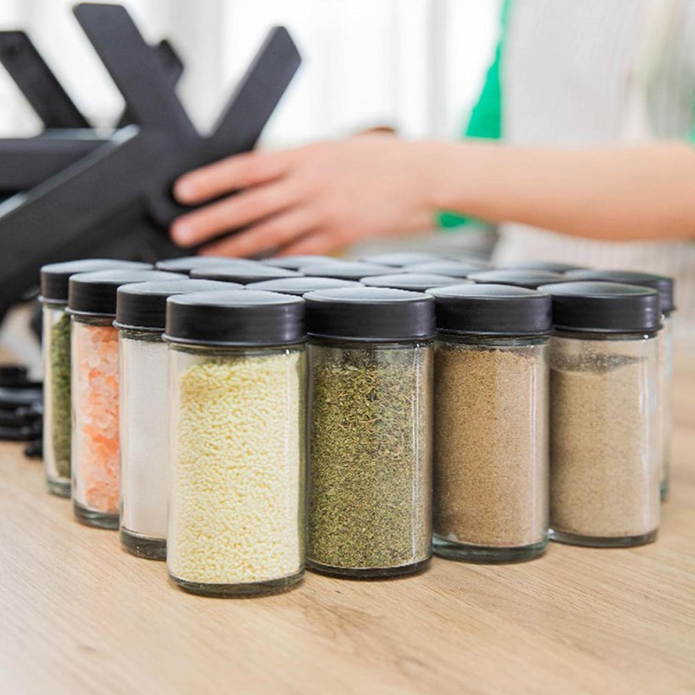 Органайзер для спецій на 18 баночок, що обертається, Spice Rack, Чорний / Карусель для спецій / Набір для спецій