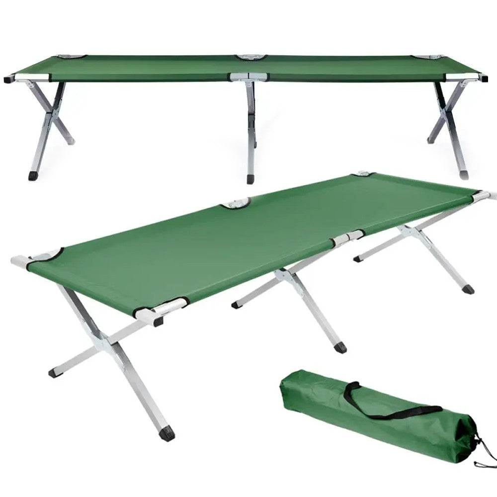Розкладушка для кемпінгу до 120 кг, 189х60х45см, Зелене / Туристичне ліжко-розкладачка