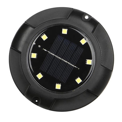 Комплект 4 шт, Садові ліхтарики на сонячній батареї 8 LED, Чорний / Вуличні світильники в ґрунт / Садовий ліхтарик