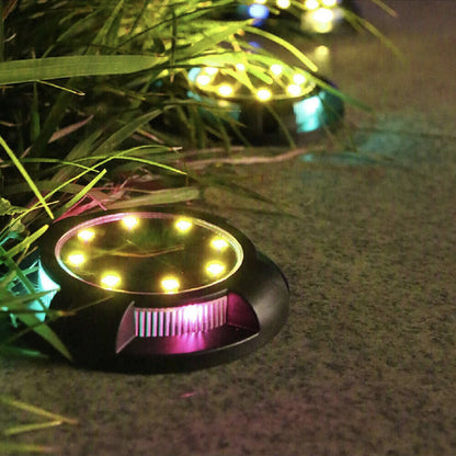 Комплект 4 шт, Садові ліхтарики на сонячній батареї 8 LED, Чорний / Вуличні світильники в ґрунт / Садовий ліхтарик
