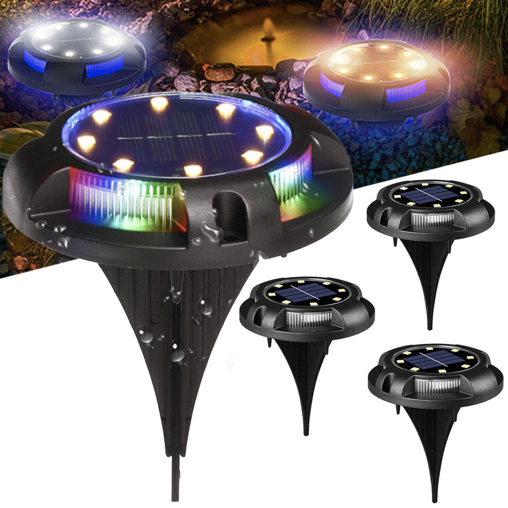 Комплект 4 шт, Садові ліхтарики на сонячній батареї 8 LED, Чорний / Вуличні світильники в ґрунт / Садовий ліхтарик