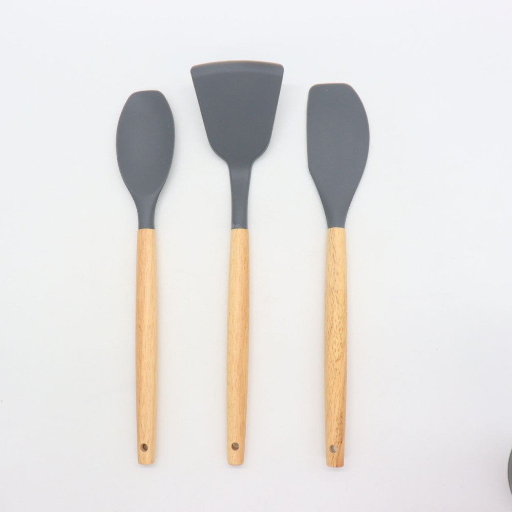 Набір кухонного приладдя 12шт Kitchen Set, Сірий / Кухонний набір силіконовий з підставкою