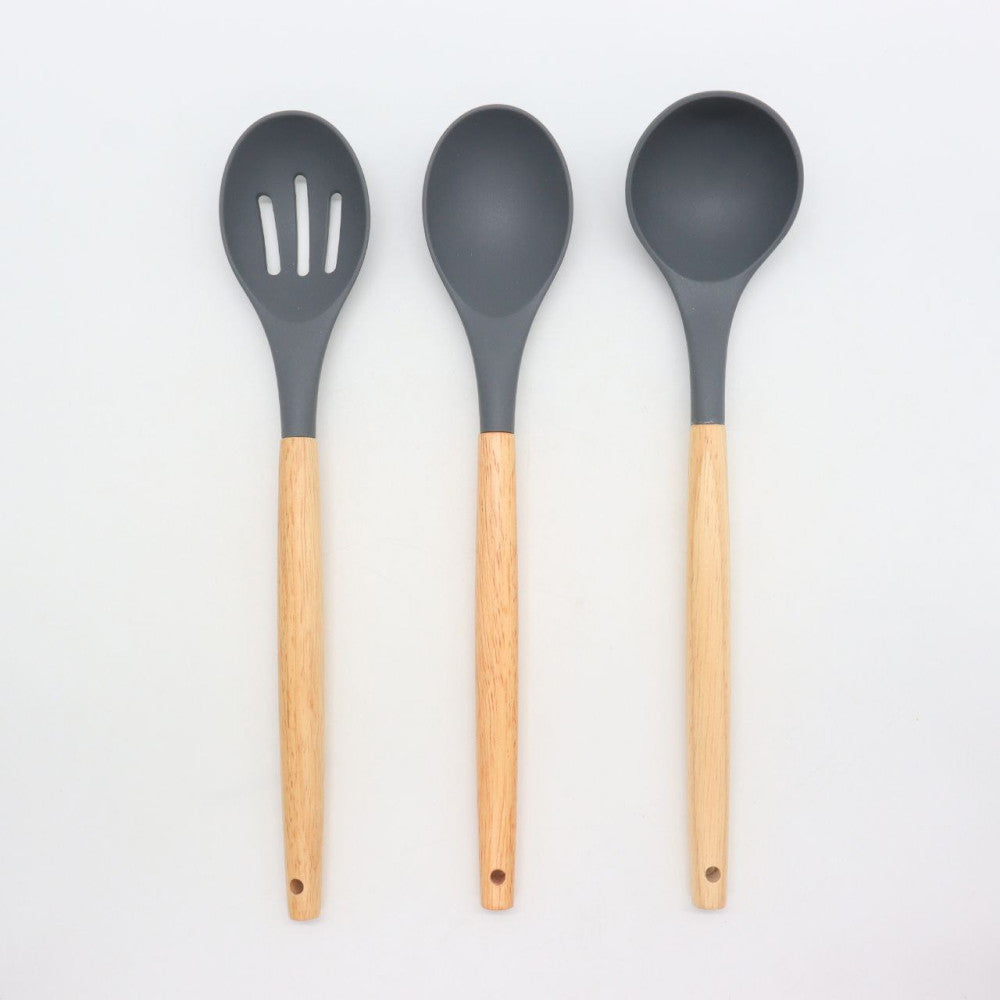 Набір кухонного приладдя 12шт Kitchen Set, Сірий / Кухонний набір силіконовий з підставкою