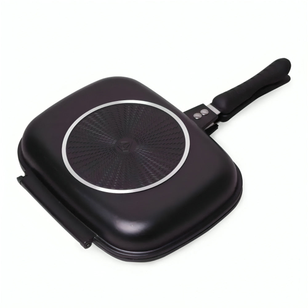 Подвійна сковорода гриль 32 см, Double grill Pan, Чорний / Сковорідка гриль / Антипригарна сковорода