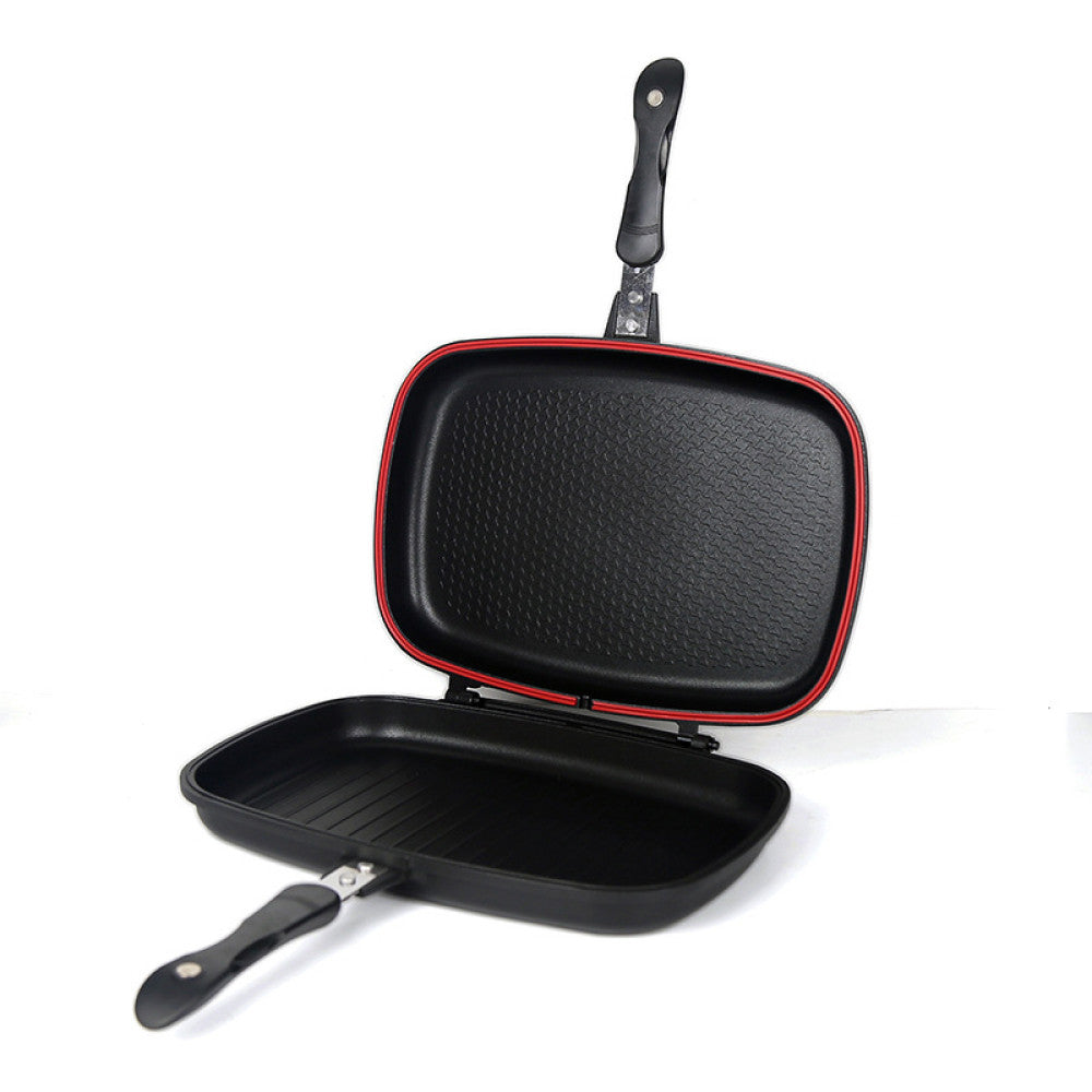 Подвійна сковорода гриль 32 см, Double grill Pan, Чорний / Сковорідка гриль / Антипригарна сковорода