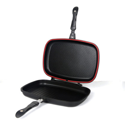 Подвійна сковорода гриль 32 см, Double grill Pan, Чорний / Сковорідка гриль / Антипригарна сковорода