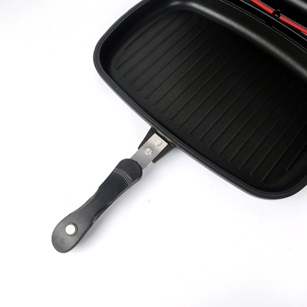 Подвійна сковорода гриль 32 см, Double grill Pan, Чорний / Сковорідка гриль / Антипригарна сковорода