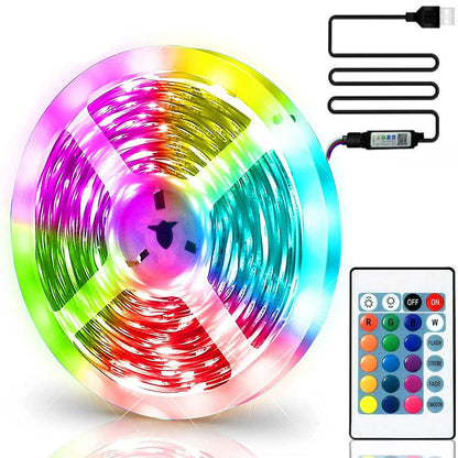 Світлодіодна RGB стрічка 5м, від USB, з пультом 5050 / Багатобарвна стрічка для інтер'єру / RGB підсвітка