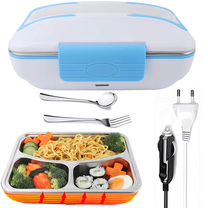 Електричний ланч бокс з підігрівом 12, Блакитний /220В, LunchBox / Термо ланч бокс / Контейнер для їжі від прикурювача