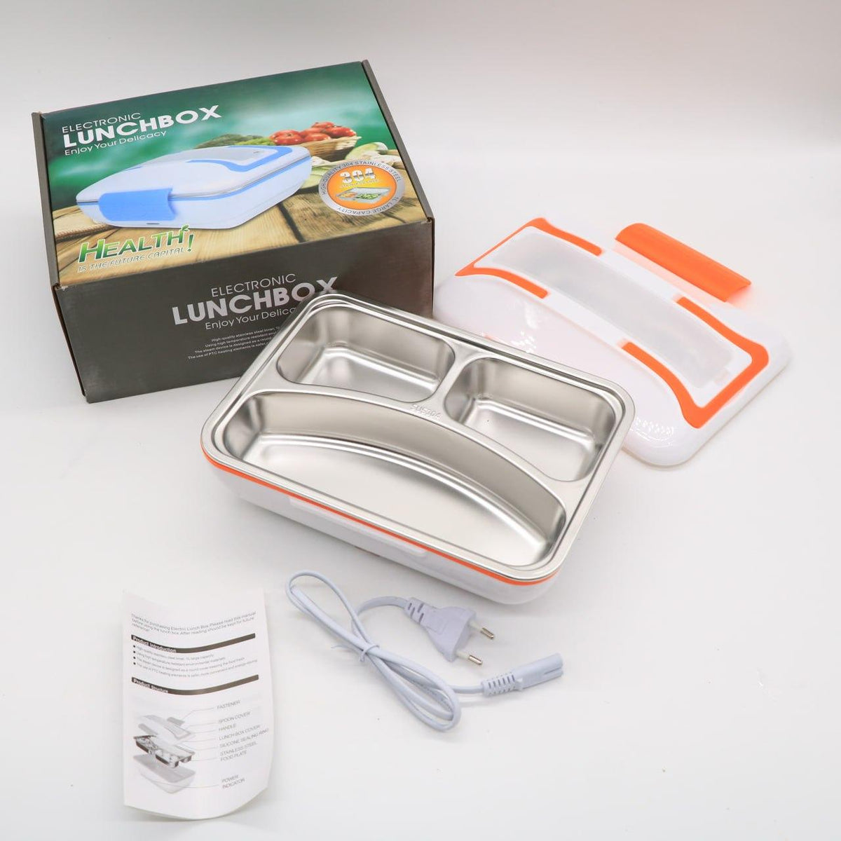 Електричний ланч бокс з підігрівом, від мережі, LunchBox, Помаранчевий / Термо ланч бокс / Контейнер для їжі