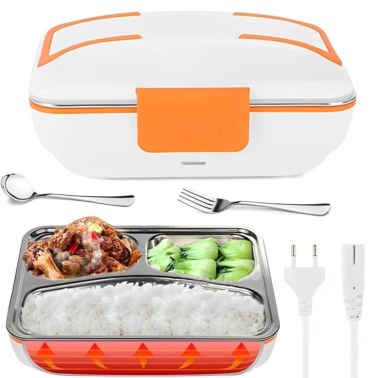 Електричний ланч бокс з підігрівом, від мережі, LunchBox, Помаранчевий / Термо ланч бокс / Контейнер для їжі