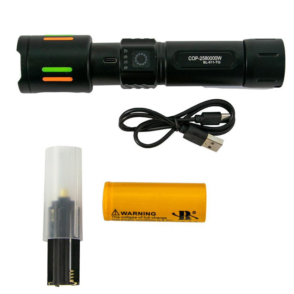 Ручний ліхтарик із зумом, від USB, 3 режими, BL 611-TG, Чорний / Акумуляторний ліхтар / Портативний ліхтарик