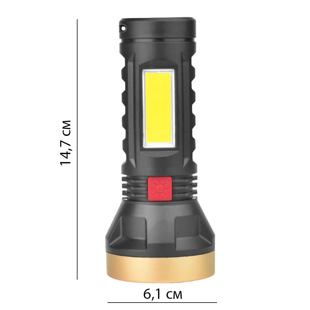 Ліхтар ручний TORCH X15, Чорний / Акумуляторний LED ліхтарик / Ліхтар із зумом / Ліхтар із зумом