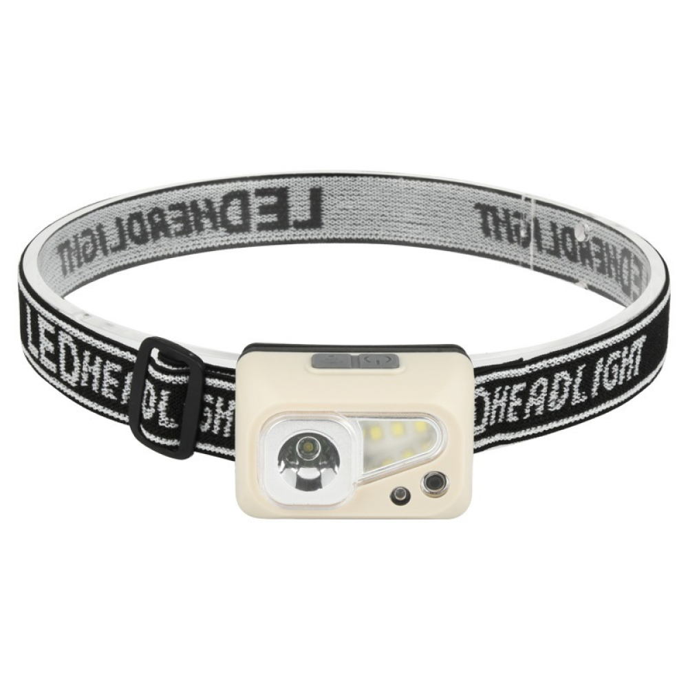 Налобний ліхтар акумуляторний з датчиком руху та USB, SH-S4, Бежевий / Світлодіодний LED ліхтарик на голову