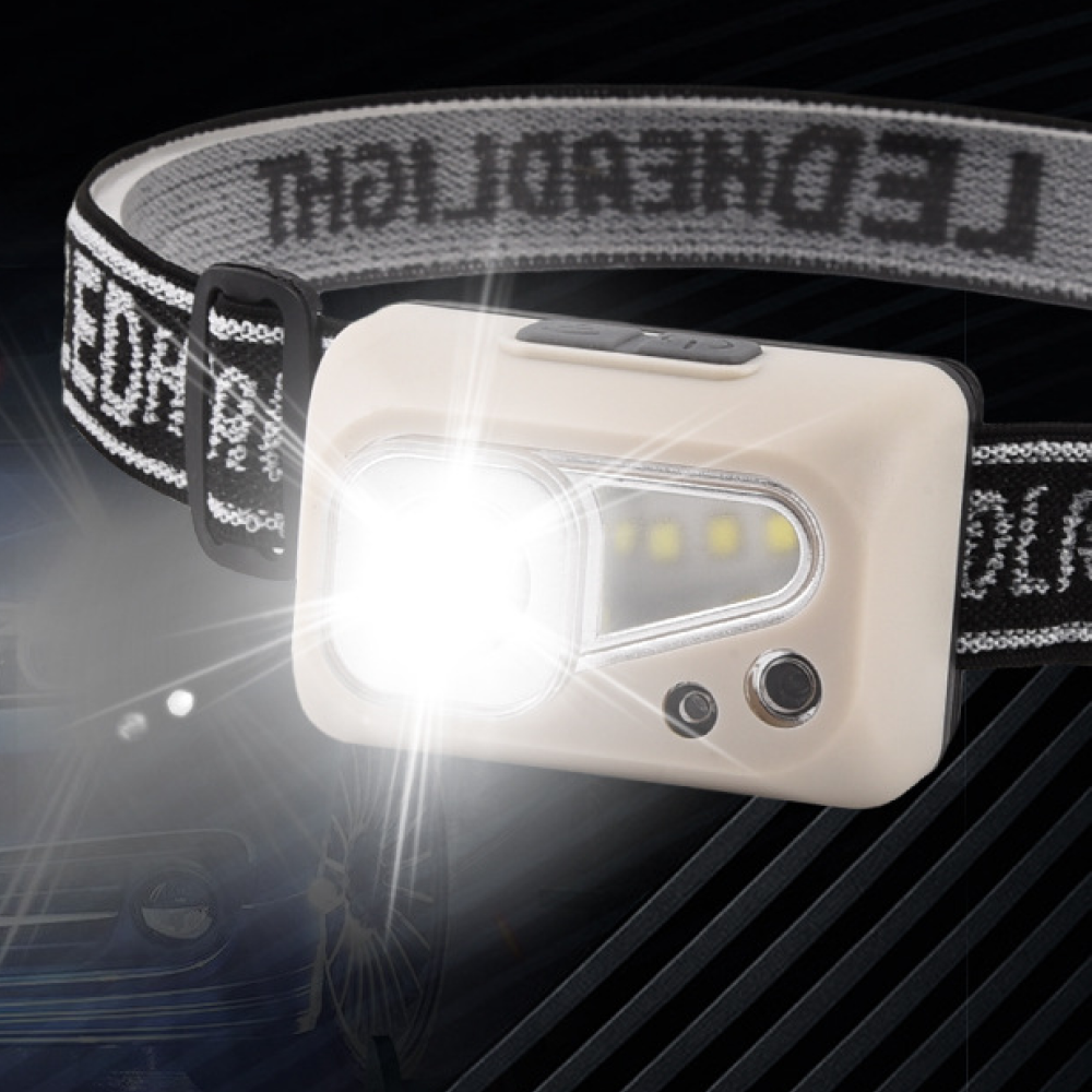 Налобний ліхтар акумуляторний з датчиком руху та USB, SH-S4, Бежевий / Світлодіодний LED ліхтарик на голову