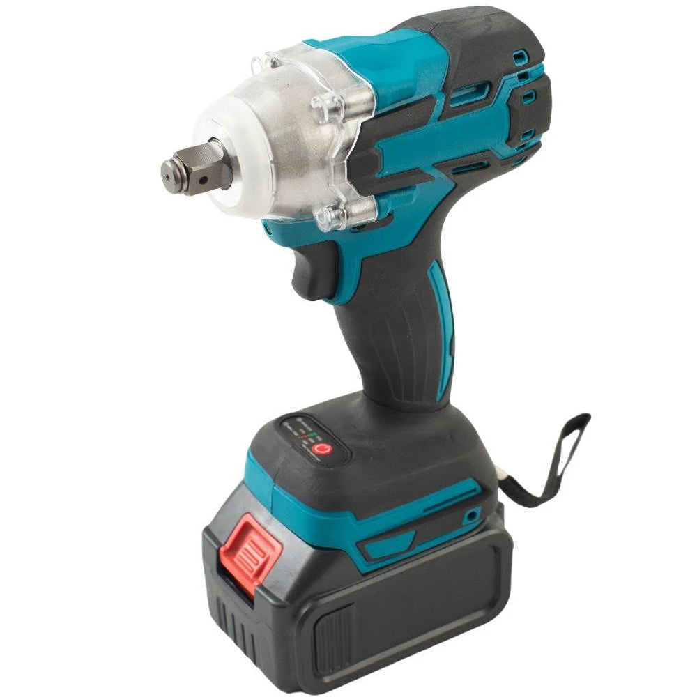 Акумуляторний гайковерт з набором інструментів + 2 акумулятори, Блакитний / Безщітковий гайковерт / Ударний гайковерт