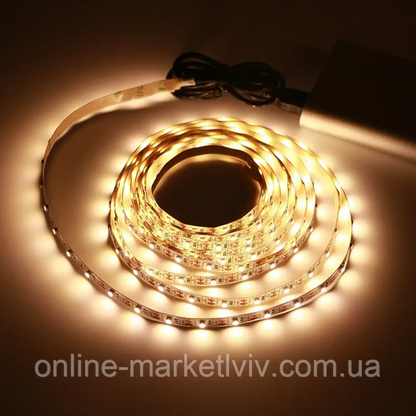 Комплект 2 шт Світлодіодна LED стрічка 5м, від USB, Теплий Білий / Універсальна лед стрічка від повербанка