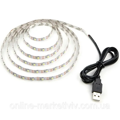 Комплект 2 шт Світлодіодна LED стрічка 5м, від USB, Теплий Білий / Універсальна лед стрічка від повербанка