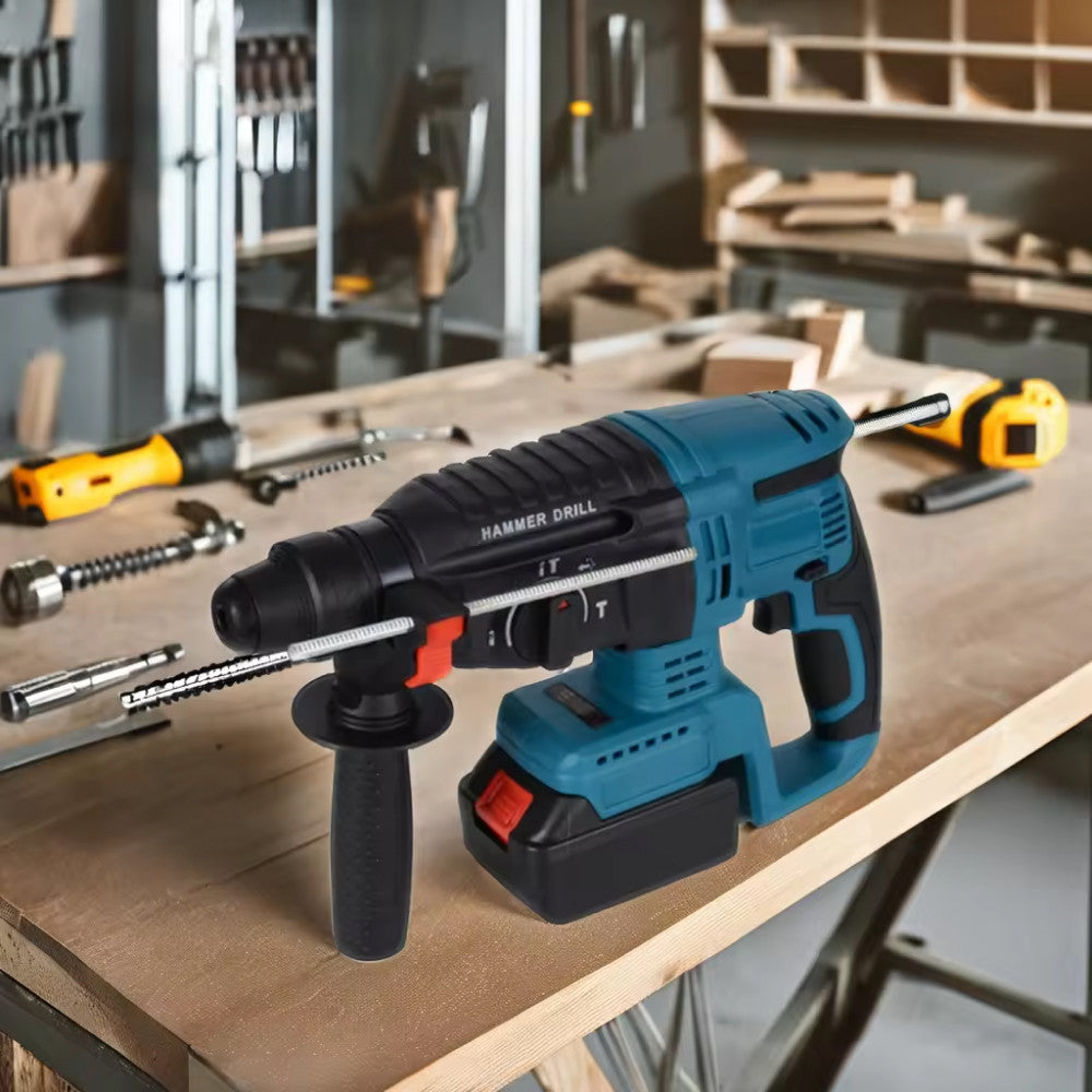 Акумуляторний перфоратор + 2 акумулятори 21V, Hammer Drill, Синій / Ударний дриль перфоратор