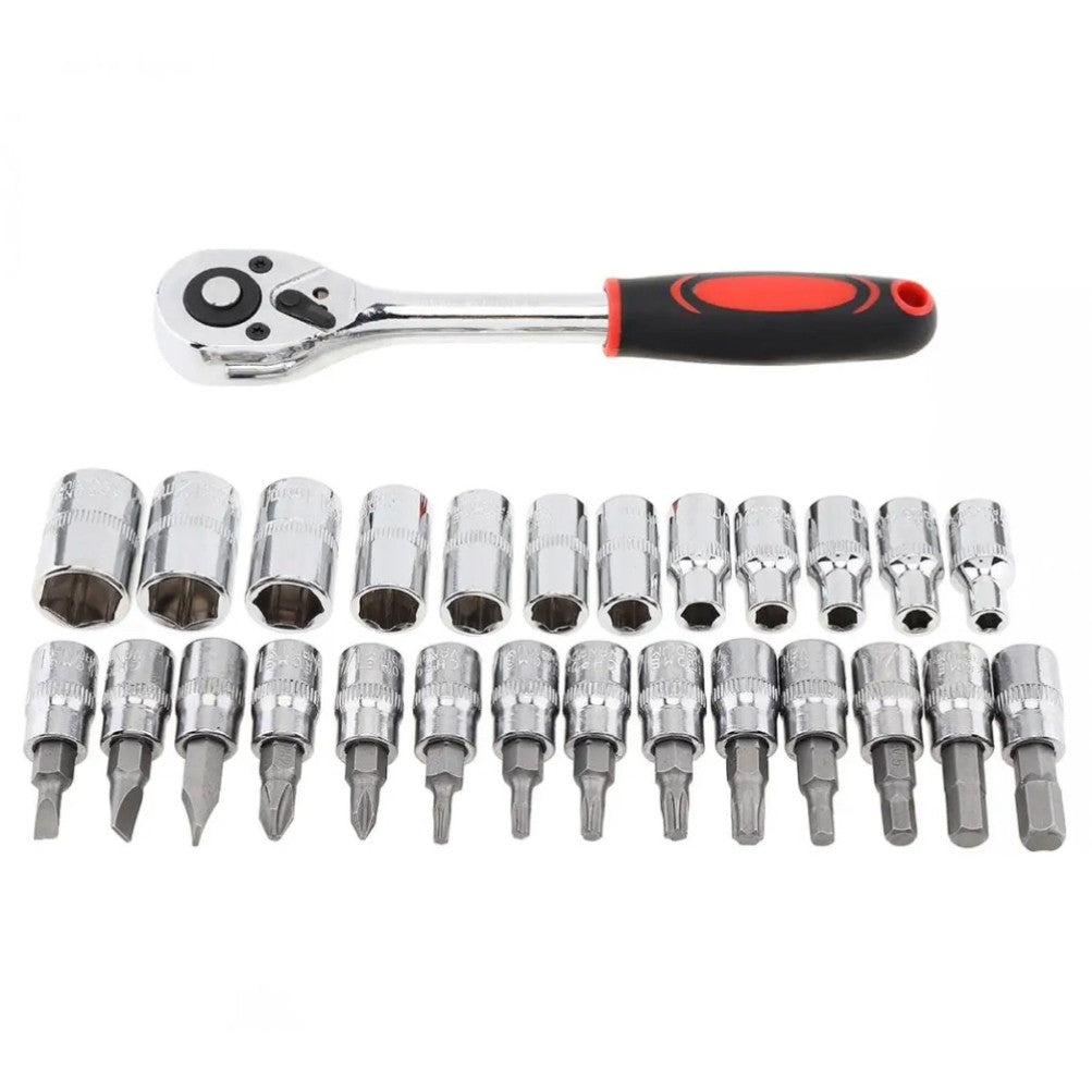 Набір інструментів 46 предметів в кейсі PIECE TOOL SET, Червоний / Автомобільний набір головок з тріскачкою