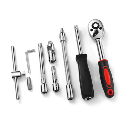 Набір інструментів 46 предметів в кейсі PIECE TOOL SET, Червоний / Автомобільний набір головок з тріскачкою