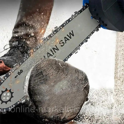 Акумуляторна ланцюгова пила + 2 акумулятори 18В, 16'' Electric SAW, Блакитна / Електропила на акумуляторі