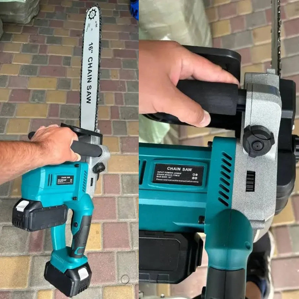 Акумуляторна ланцюгова пила + 2 акумулятори 36В, 2100Вт, 16'' Electric Saw, Синя / Електропила / Пила на акумуляторі