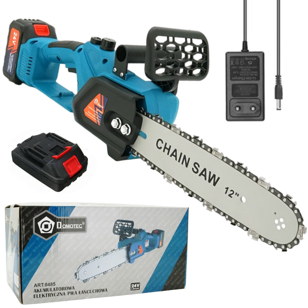 Акумуляторна пила 24В, 12'', Chain Saw, Синя / Електропила на акумуляторі / Акумуляторна ланцюгова пила