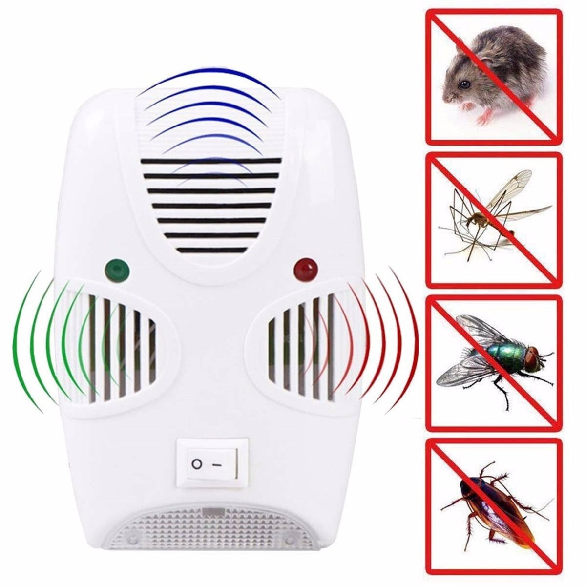 Відлякувач гризунів та комах, від мережі, Pest Repelling Aid, Білий / Ультразвуковий прилад від шкідників