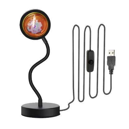 Проекційна лампа гнучка з пультом, від USB, Sunset RGB, Чорна / Лампа для фото / Лампа-захід сонця