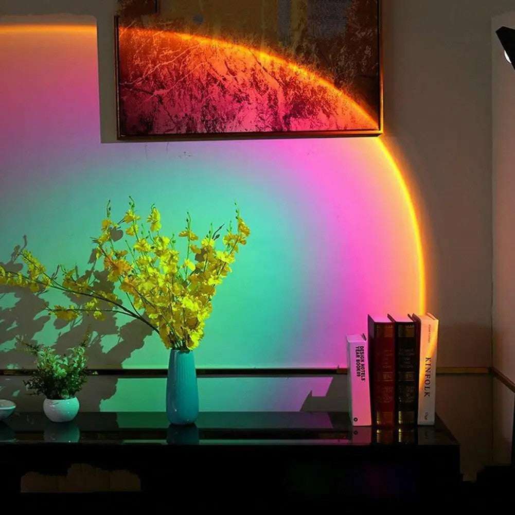 Проекційна лампа гнучка з пультом, від USB, Sunset RGB, Чорна / Лампа для фото / Лампа-захід сонця