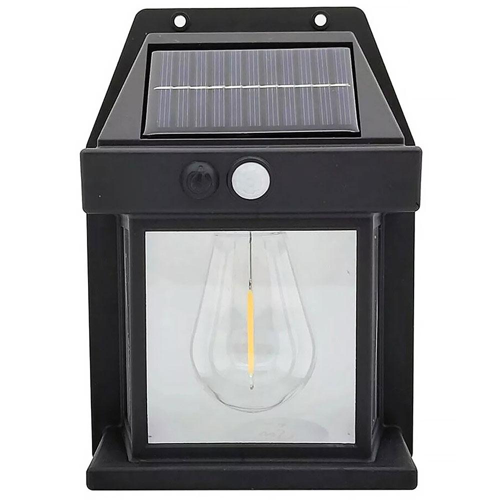 Вуличний світильник на сонячній батареї, SOLAR WALL LAMP ВK-888, Чорний / Світлодіодний ліхтар фасадний