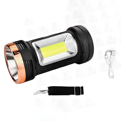Ручний ліхтар на сонячній батареї (LED + COB), OK-6118-COB, Чорний / Ліхтар акумуляторний / Кемпінговий ліхтар