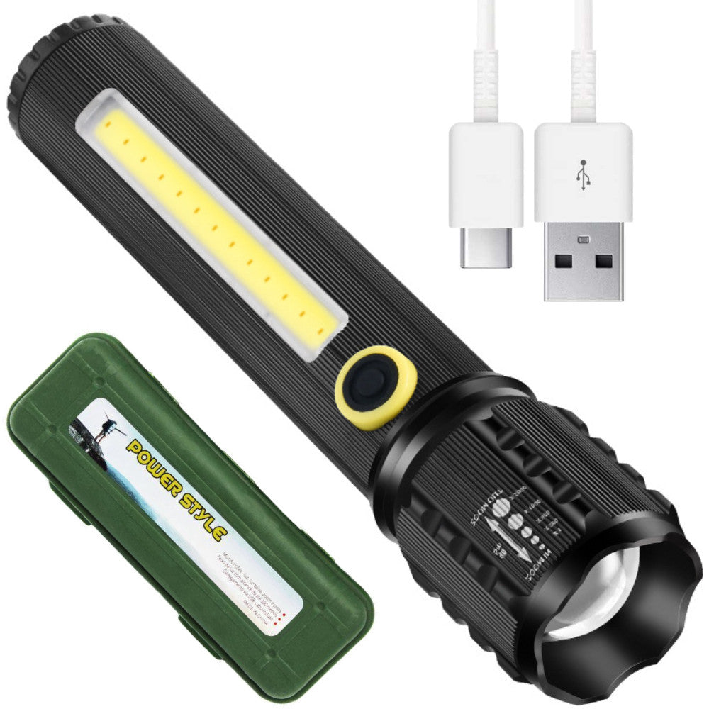 Ліхтар ручний з USB-Type-C, BL-C72-P50, Кейс, Чорний / Світлодіодний тактичний ліхтарик із зарядним пристроєм