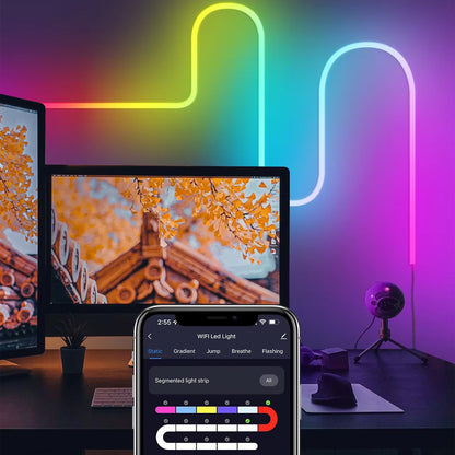 Набір 2шт Неонова стрічка 5м, від USB, з Bluetooth та пультом / Світлодіодна підсвітка в кімнату / Гнучкий неон