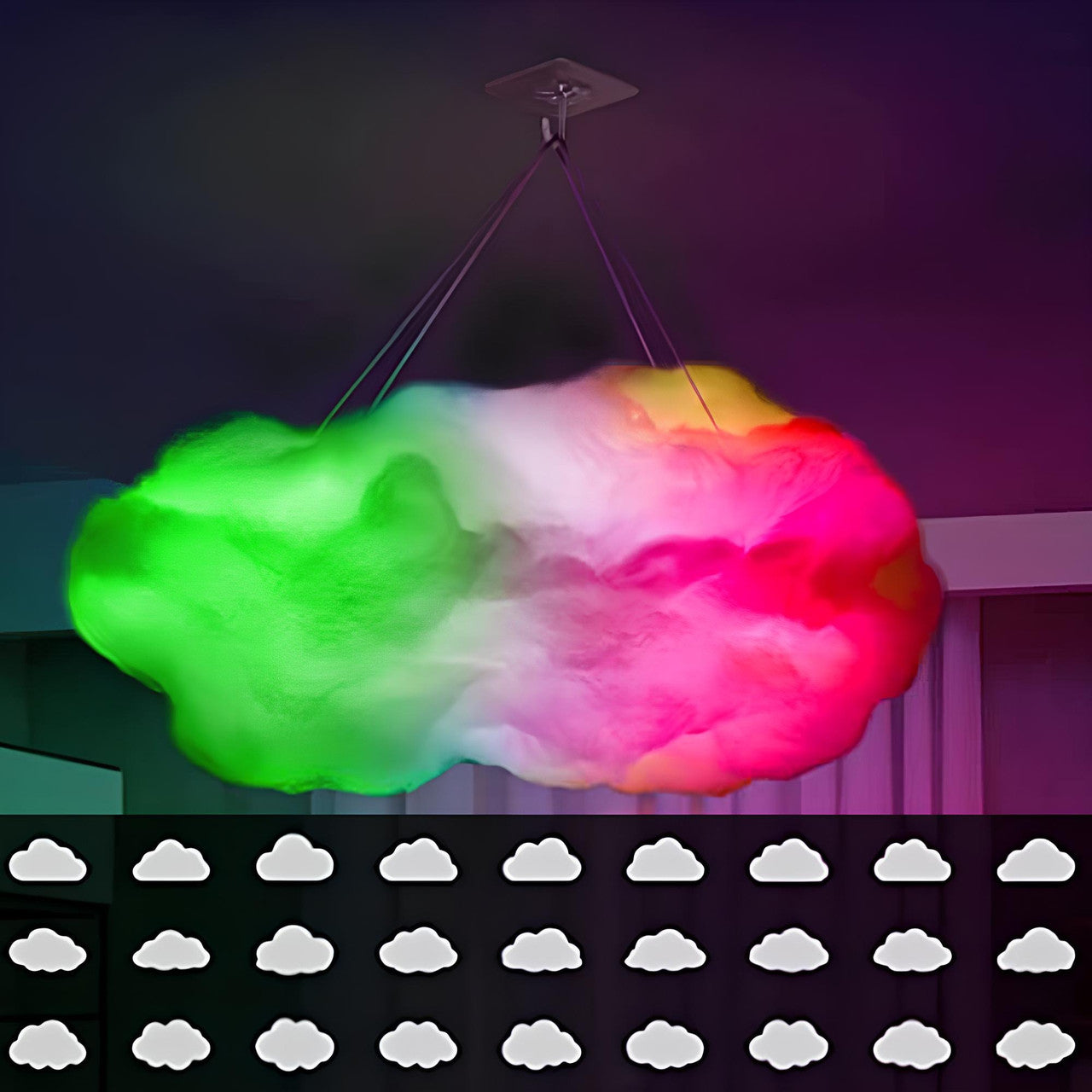 Підвісна LED лампа Хмара від USB + пульт, RGB, OBL-211 / Смарт світильник підвісний / Розумний світильник хмара