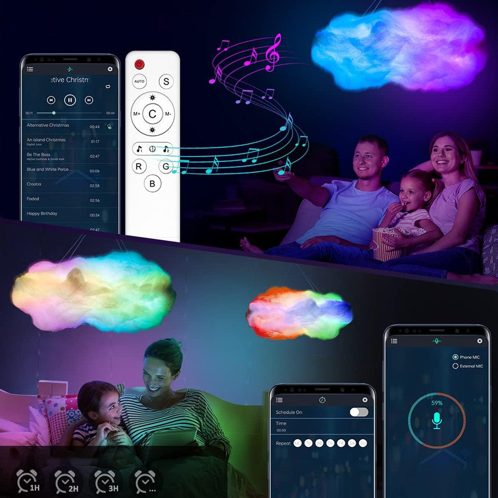 Підвісна LED лампа Хмара від USB + пульт, RGB, OBL-211 / Смарт світильник підвісний / Розумний світильник хмара