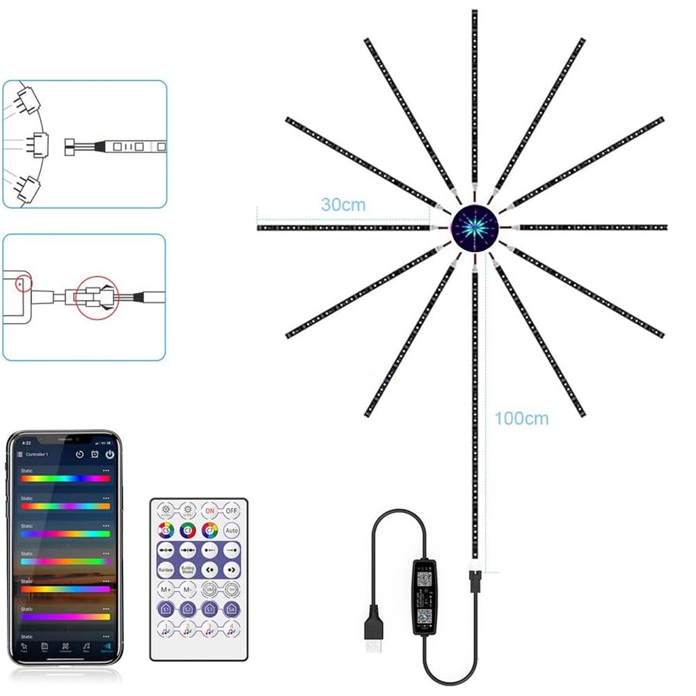 Світлодіодна стрічка Феєрверк від USB, з Bluetooth та пультом, Rgb / RGB стрічка з блютузом / Смарт лед стрічка
