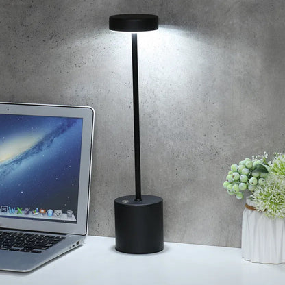 Настільна LED лампа на акумуляторі 34х8см, від USB, Золотиста, Чорна / Сенсорний світильник / Бездротова лампа-нічник