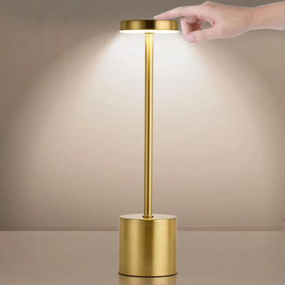 Настільна LED лампа на акумуляторі 34х8см, від USB, Золотиста, Чорна / Сенсорний світильник / Бездротова лампа-нічник