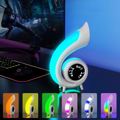 Настільна RGB лампа, з годинником і колонкою, від USB у вигляді черепашки / Лампа нічник / Колонка нічник / Нічник лампа