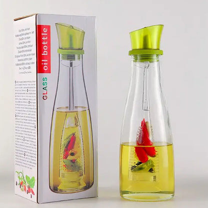 Скляний дозатор олії 500 мл, Simple Glass Oil Bottle, Зелений / Диспенсер для олії та оцту / Пляшечка для олії
