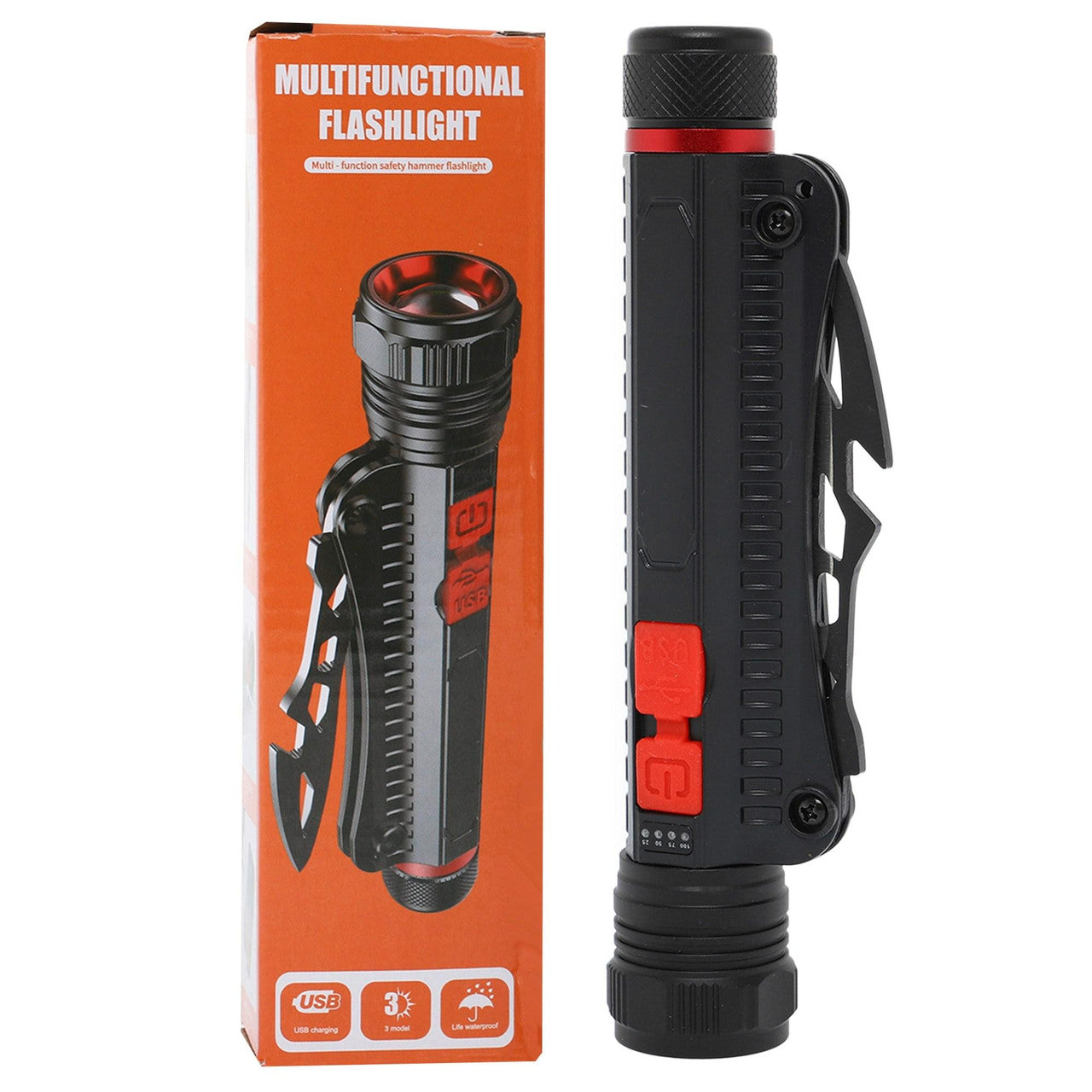 Ручний акумуляторний ліхтарик з відкривачкою, USB, DT-001 torch, Чорний / Світлодіодний ліхтар / Туристичний ліхтарик