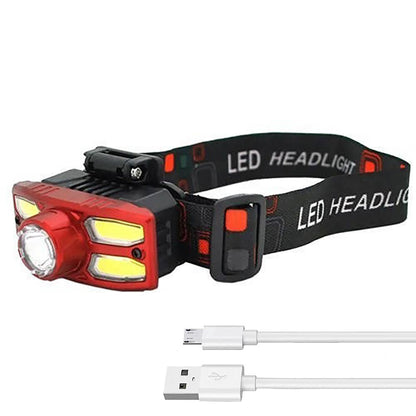 Ліхтар налобний акумуляторний XPE + COB, USB, Headlight HX-209, Чорний / Світлодіодний ліхтарик на лоб / Ліхтар на голову
