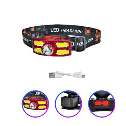 Ліхтар налобний акумуляторний XPE + COB, USB, Headlight HX-209, Чорний / Світлодіодний ліхтарик на лоб / Ліхтар на голову
