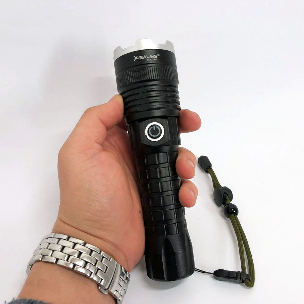 Ручний ліхтар акумуляторний, USB, 2550L, до 500 м, A91-P50, Чорний / Водонепроникний ліхтарик / Тактичний ліхтар