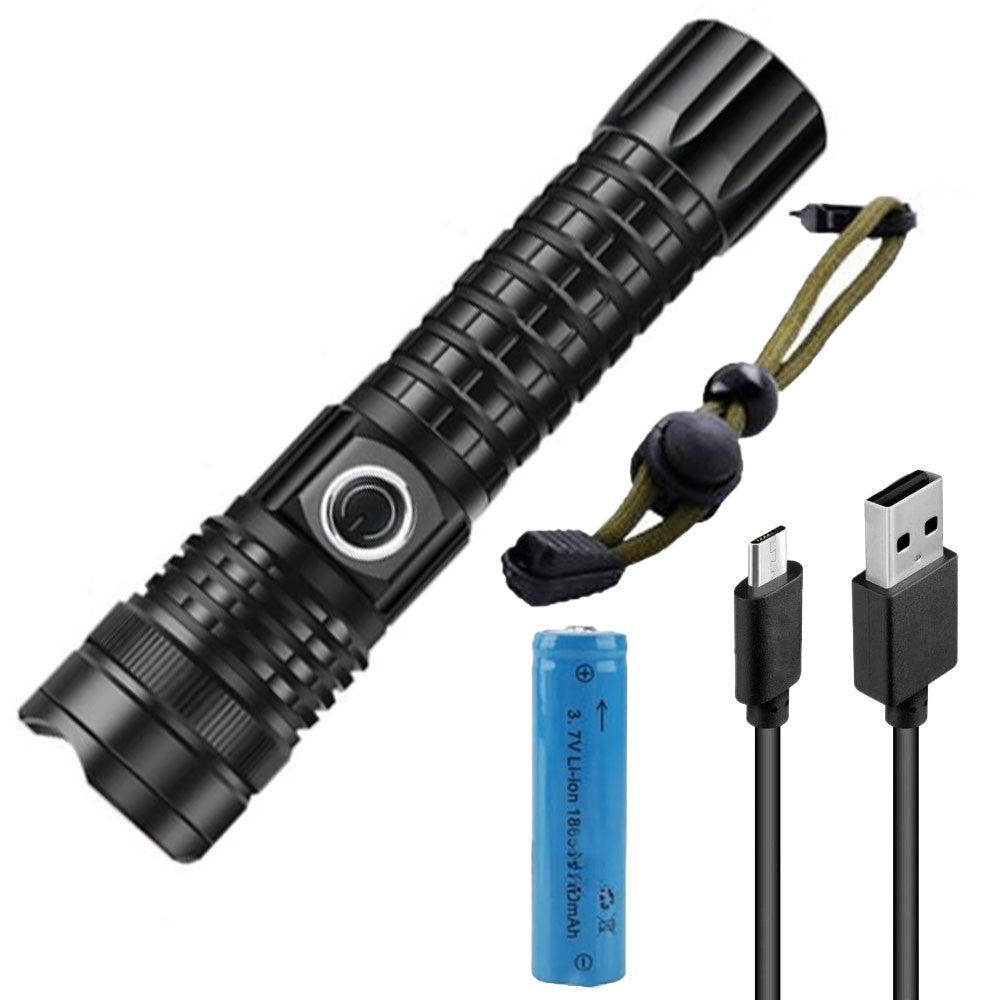 Ручний ліхтар акумуляторний, USB, 2550L, до 500 м, A91-P50, Чорний / Водонепроникний ліхтарик / Тактичний ліхтар