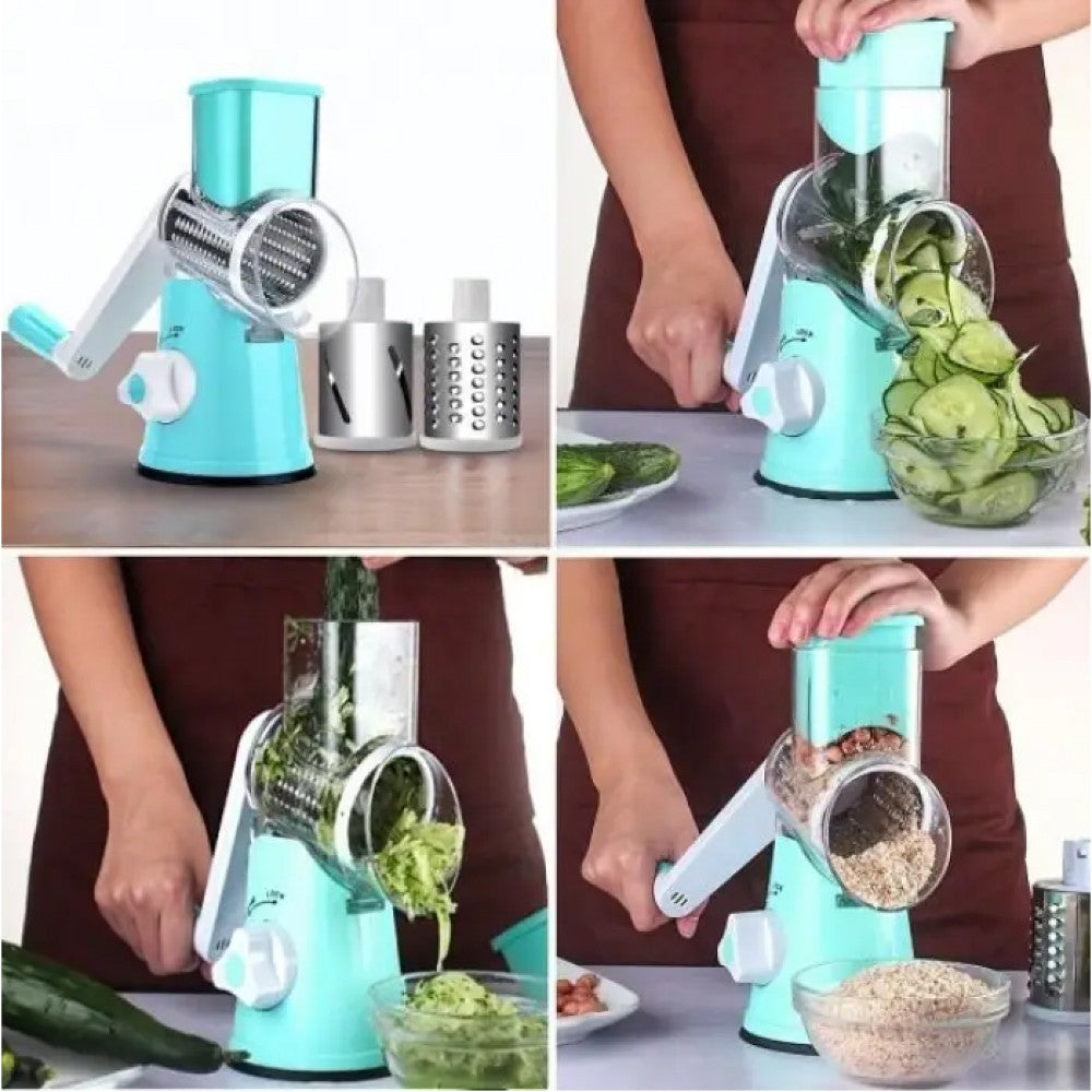 Багатофункціональна овочерізка з 3 насадками, Kitchen master, Зелена / Терка для овочів / Овочерізка ручна