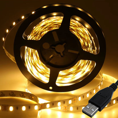 Світлодіодна LED стрічка 5м, від USB, / Універсальна лед стрічка від повербанка / Підсвітка для дзеркала