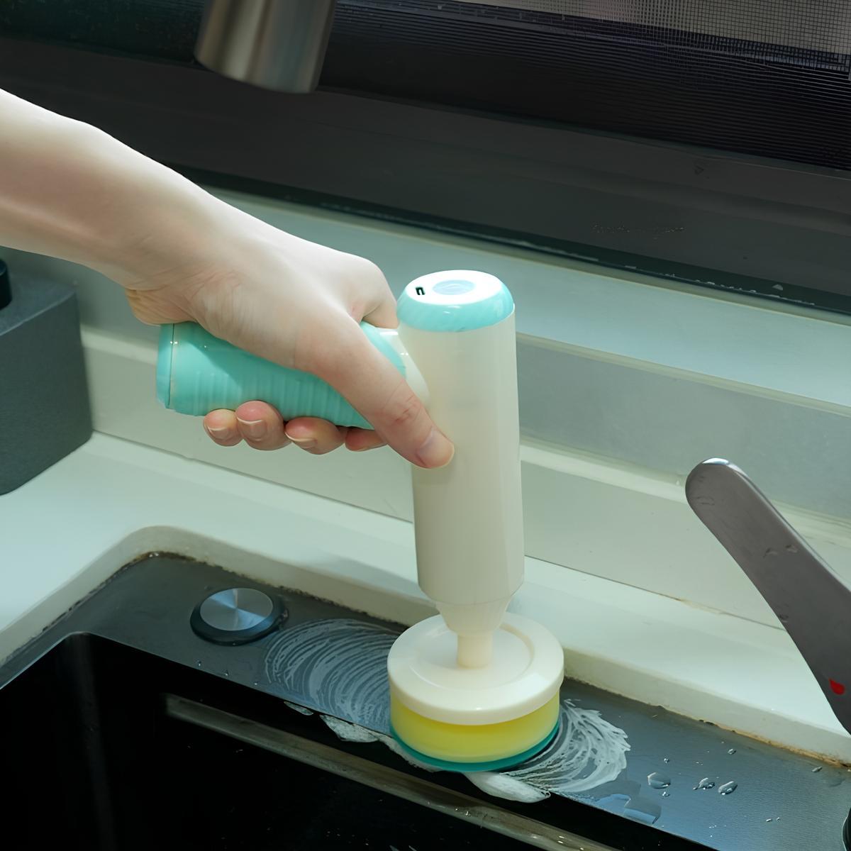 Щітка акумуляторна для миття + 6 насадок, від USB, Білий З Бірюзовим / Електрична щітка для прибирання